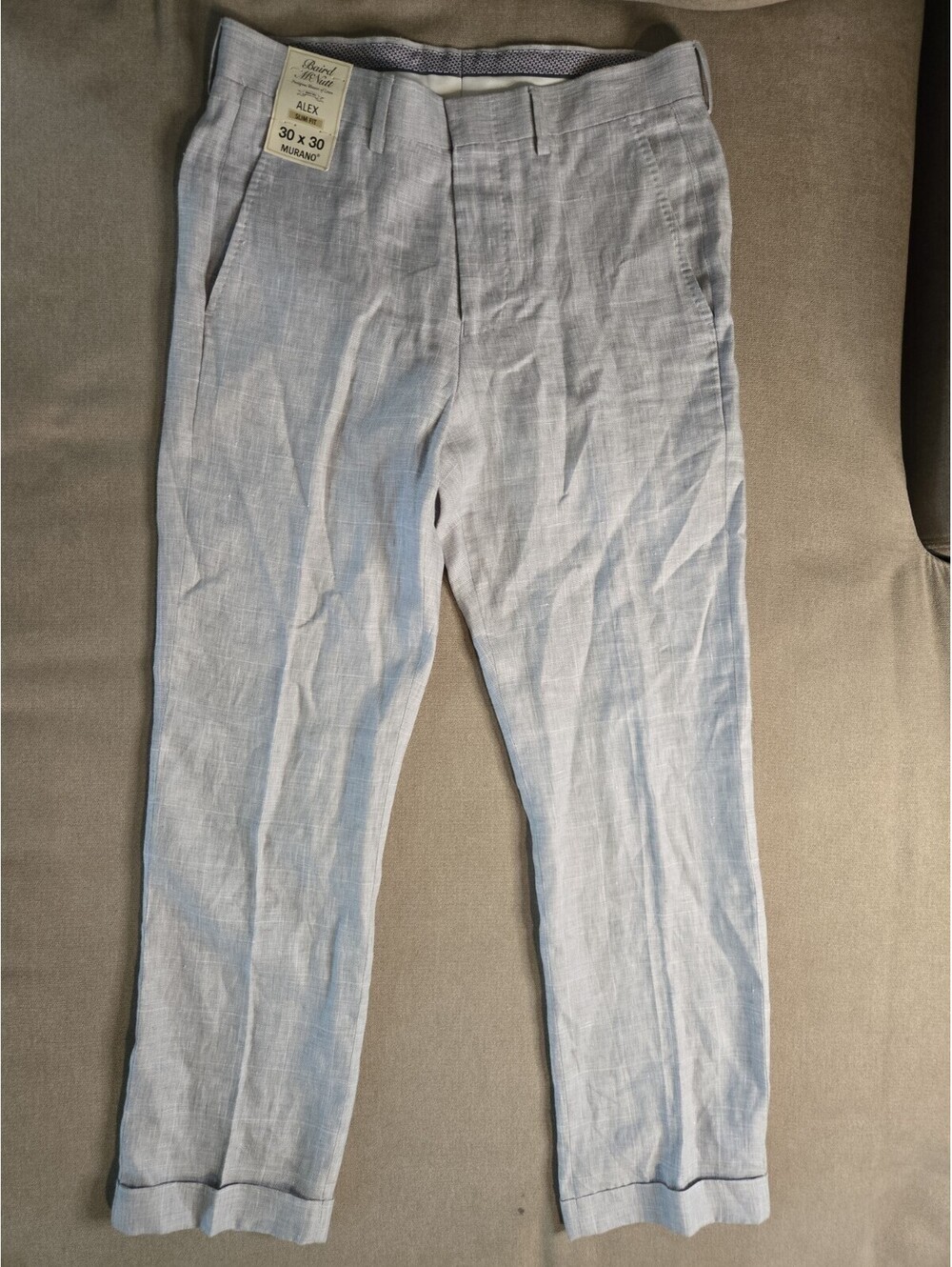 Murano Light Blue Linen-Blend Chinos